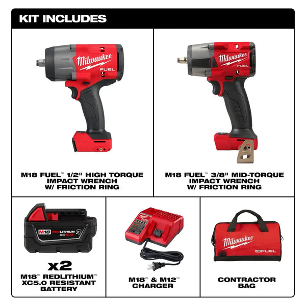Milwaukee M18 FUEL Impact Wrench Combo Kit, 1/2