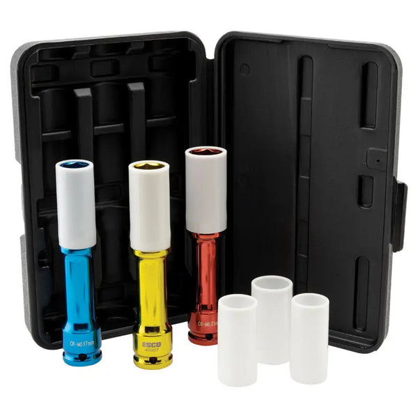Esco 1/2’ Dr. Extra Long Thin Wall Deep Wheel Lug Socket Set (3pcs) All All Tire Supply