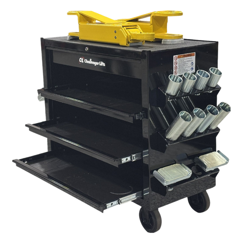 Challenger ACC-CART-PKG EV Adapter Cart w/ Drawer, Slide-Out Shelves, Multi-Brand Adapter Kit