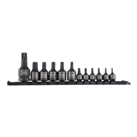 Sunex Star Impact Socket Set 12-Pc Rail, 1/4", 3/8", 1/2" Drive - 1820SA