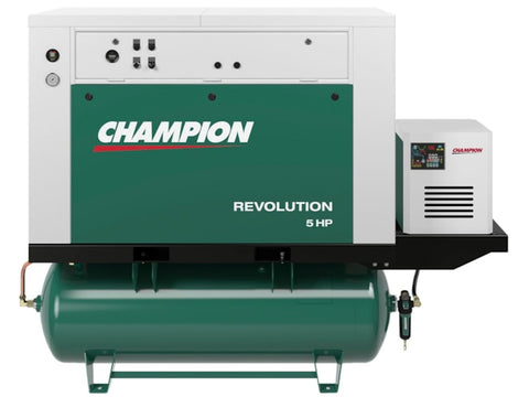 Champion Revolution HQR7F-8 7.5 HP Two-Stage Air Compressor w/ Dryer & Auto Drain, 80 Gal, 208V 1PH