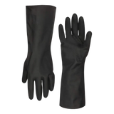 A pair of black chemical resistant aa flexzilla pro hd neoprene cleaning gloves with 13 inch long cuff for tire paint use