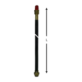 Black antenna with gold connectors, red cap on large bore hand bendable valve extension