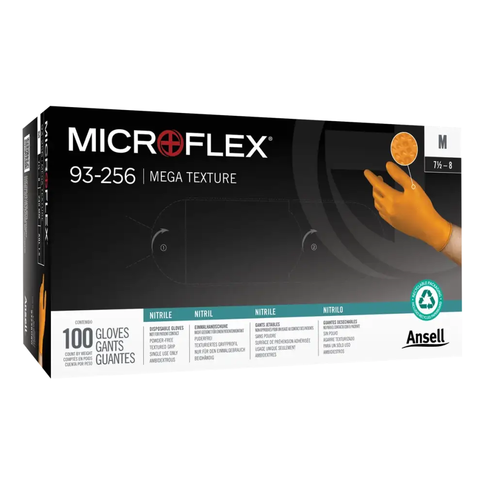 michel aaa AA Mega Texture Orange Nitrile Glove, Large (100/Box) – All Tire