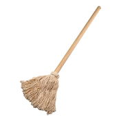 Wooden-handled mop applicator swab for truck tires, beige natural bristles