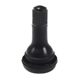 Black rubber tire valve stem with ribbed cap for light truck tubeless bias