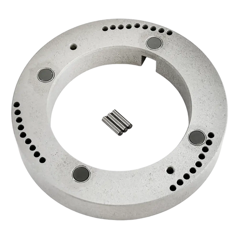 Circular metal mounting plate for AA Universal Spacer Ring with holes and pins