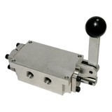 Silver hydraulic valve with black handle for AA Valve in Aux Robo Roller and tire changer