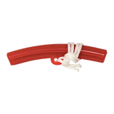 Red plastic rim protector with white rope on AA handle for tire changing