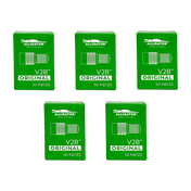 Five green Alligator V2B Gator tire valve boxes with 50 caps each for easy tire pressure check