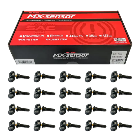 Red and black Autel MX-Sensor TPMS sensor bulk box of 20 with rubber valve stems