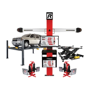 Automotive wheel alignment with BendPak HDSO14AX open-front 4-post lift and 3DPro system