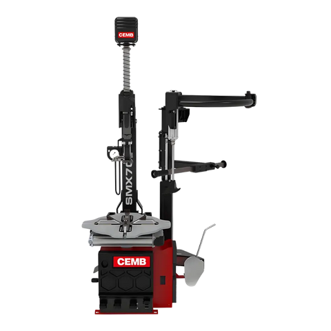 Red black Cemb SMX70LL leverless tilt-back tire changer w/ vertical arm