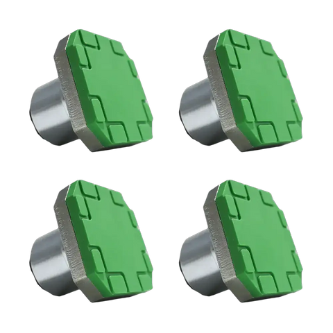 Four green and silver challenger tesla footpad for electric vehicle lift pads firm grip