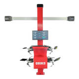 Red Coats CWA 6000 wheel aligner with tire-gripping adapters and digital display