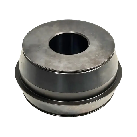 Dark gray double-sided collet with central opening for precise wheel balancing on 40mm shafts