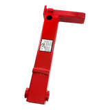 Red metal hitch adapter for tractor or ATV with swing-arm adjusting knob for Coats tire changer parts