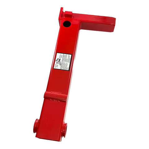 Red metal hitch adapter for tractor or ATV with swing-arm adjusting knob for Coats tire changer parts