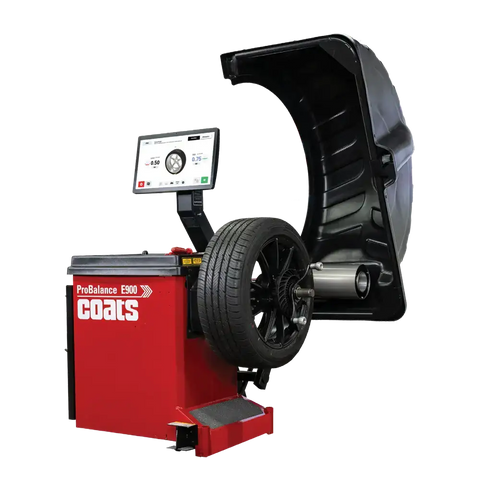 Red and black Coats ProBalance E900 direct drive wheel balancer with digital display