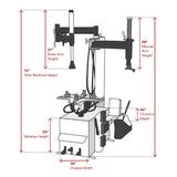 Coats RC-55 electric motorcycle tire changer with 72-inch tall robo-arm for stiff sidewall tires
