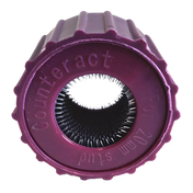 Purple plastic 20mm stud cleaning kit bottle cap with Counteract text