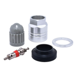 Assortment of automotive tire pressure monitoring system (TPMS) components and parts.