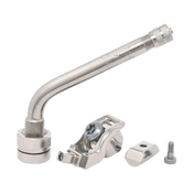 Stainless steel faucet with curved spout and handle, fits Dill-A-Dapter Valve for 2020+ Chevrolet Silverado and GMC Sierra