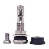 Silver Dill DV-416-WS valve assembly with black seal for ram trailer tpms