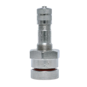 Silver TR-542 clamp-in truck valve with Alcoa metal stem and clear filter