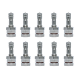 10-pack clear glass bulb holders with silver bases, red accents for Alcoa truck TR-542 clamp-in valve