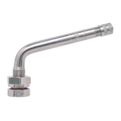 Chrome-plated Dill DV-545E clamp-in TPMS valve stem with 75° bend for .390’’ hole