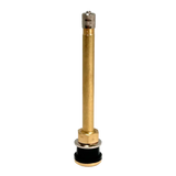 Gold Dill DV-572 large bore TPMS valve stem with brass threaded top and rubber seal