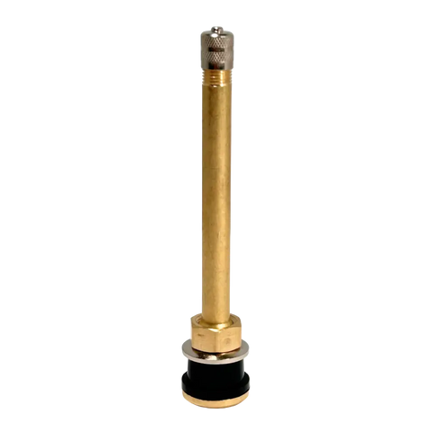 Gold Dill DV-572 large bore TPMS valve stem with brass threaded top and rubber seal