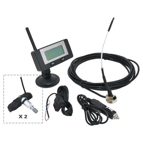 Black LCD Dill Trailer TPMS Kit gauge with antenna for 0.453 inch rim hole