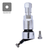 Square key ratchet mechanism with adjustable head and silver metallic finish.