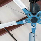 Epic Fans Commercial Colossus industrial ceiling fan with 6 metal blades and blue frame