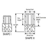 GP 3/8’ Drive Standard Length (SAE) - Impact Socket