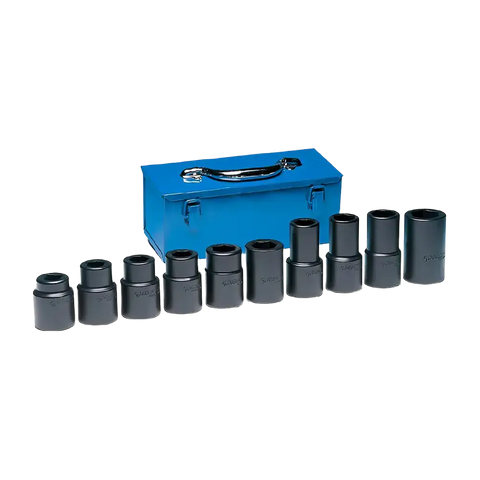 Blue metal toolbox with GP 9260 impact socket set including deep impact drive deep impact sockets