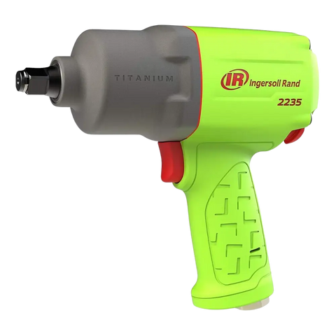 Green and gray Ingersoll Rand 2235TiMAX series impact wrench with titanium barrel