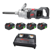 Gray and red Ingersoll Rand W9691-K4E cordless impact wrench with nut-busting torque