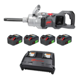 Gray and red Ingersoll Rand W9691-K4E cordless impact wrench with nut-busting torque