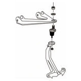 Exploded view of dodge light ball joint with suspension parts for easy grease gun access