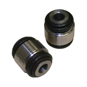 Pair of cylindrical metal and rubber bushings for Northstar Rear Link Flex Joint replacement