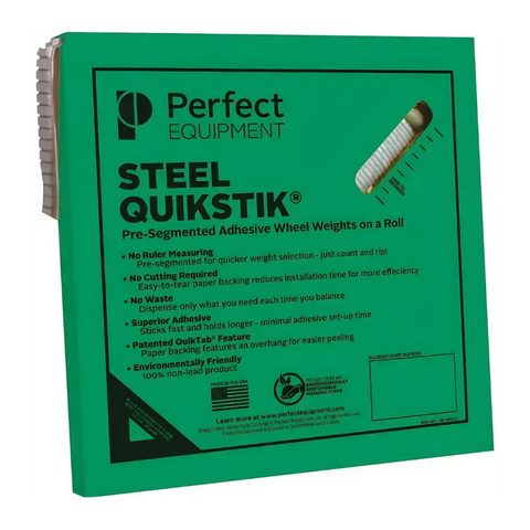 Green Perfect SSG7500N steel low profile roll style wheel weight on cardboard