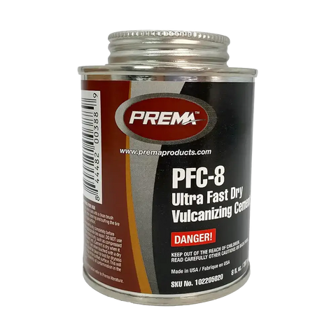 Prema PFC-32 Ultra-Fast Dry Vulcanizing Cement for sidewall cracks in a brush-top can