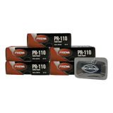 Image of Prema PR-110 radial tire patches boxes and a single patch for tire repairs