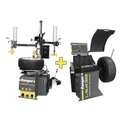Ranger LS43B Laser Wheel Balancer & R980DP Dual-Assist Tire Changer set with R980XR tire changer and DST-2420 balancer