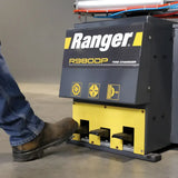 Foot-operated tire changer with pedals for easy use on Ranger R980DP with pneumatic cylinders