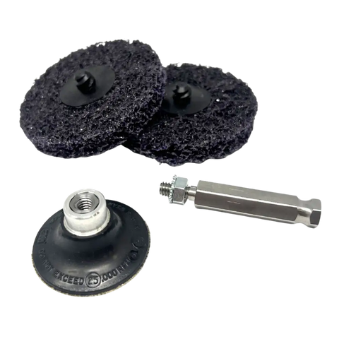 Rema 71524 black gray scrubber with silver handle for EV tire adhesive removal on wheel disc adapters