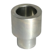 Silver-colored cylindrical metal bushing with stepped diameter for Rotary T100271 adapter extension